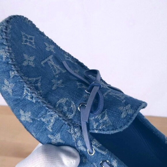 Louis Vuitton Blue Denim Monogram Men\'s Arizona Moccasins US 10.5